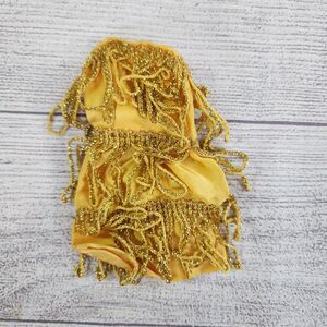 Vintage 1960s+ Barbie/Topper Dawn Doll Gold Fringe Flapper Strapless Dress